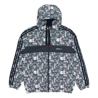 adidas neo Graffiti Printed Sports Jacket Mens Black GL8086