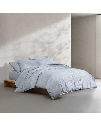 Calvin Klein Wavy Stripe Printed Cotton Percale Sheet Set