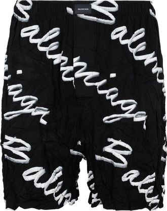 Balenciaga Scribble Logo Bermuda Shorts Black 672410TML131070