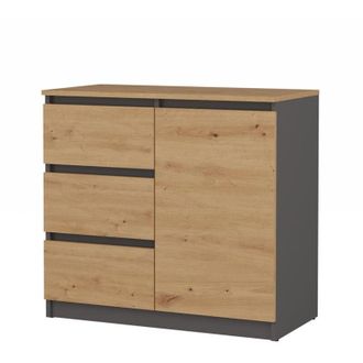 Topeshop Dunja - Credenza 1 anta 3 cassetti - Dimensioni 80x40x75 cm - Mobile da soggiorno - Stile moderno