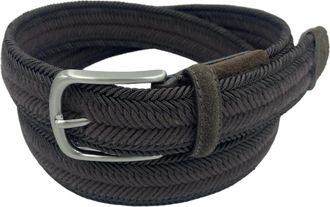 Paolo Vitale Gevlochten Elastische Riem - Heren - Riemen - Bruin - 85 CM - Leer - Accessoires