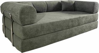 Oviala Sof&aacute; cama de 2 plazas en tela con cojines verde L 206 cm