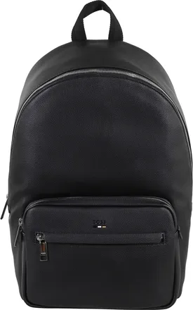 BOSS Ray Black Leather Double-Zip Backpack
