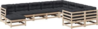 vidaXL Set De Sof&aacute;s De Jard&iacute;n 10 Pzas Con Conjines Madera Maciza Pino Vidaxl