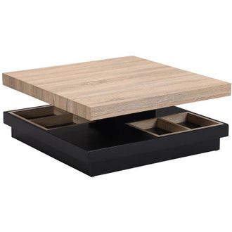 Vente-Unique Vente-unique - Tavolino Piano girevole in mdf laccato Nero e Naturale - fausto