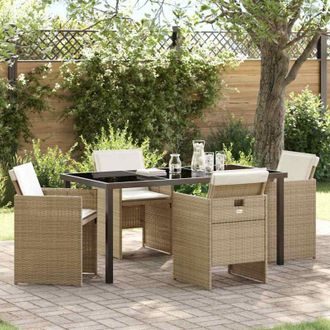 vidaXL Conjunto De Comedor De Jard&iacute;n 5 Pcs Beige Rat&aacute;n Sint&eacute;tico Vidaxl