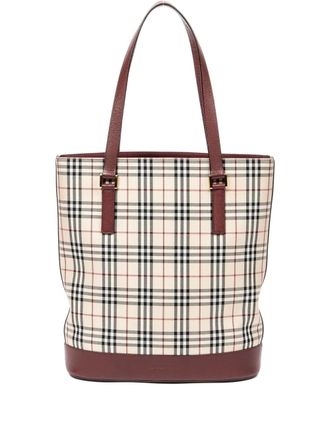 Burberry check-pattern tote bag - White