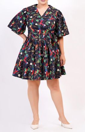 Leota Alena Mini Wrap Dress in Macaw at Nordstrom, Size 1X