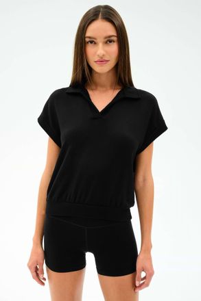 SPLITS59 Evie Sleeveless Polo In Black