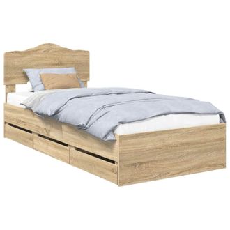vidaXL Estructura De Cama Roble Sonoma 75 X 190 Cm Madera Ingenieril Vidaxl