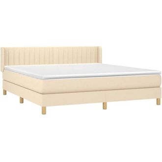 vidaXL Vidaxl - Cama Box Spring Con Colch&oacute;n Tela Color Crema 180x200 Cm