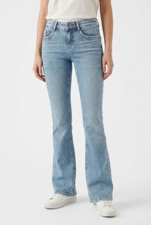 MAC Broeken Bootcut-Jeans MAC DETROIT flared, Damen, Gr. 34, L&auml;nge 34, 90s cool wash, Denim/Jeans, Obermaterial: 99% Baumwolle, 1% Elasthan, bootcut fit lang, Jea