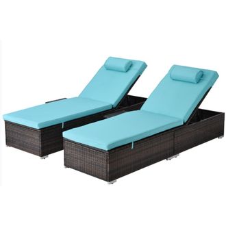 Concept Usine Lote de 2 tumbonas de coj&iacute;n de resina tejida azul