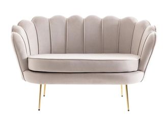 Pascal Morabito Sof&aacute; fijo terciopelo 2 plazas topo 124x73cm