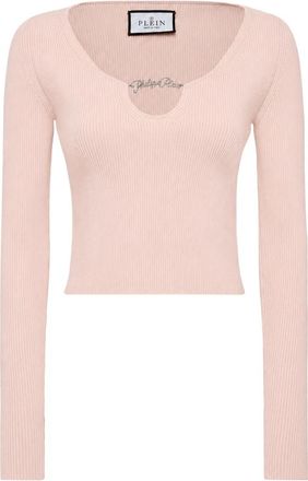 Philipp Plein Cropped Top - Dames - Longsleeves - Roze - M - Leer - Tops