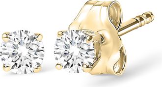 House of Brilliance 14K White Gold 1/2 Cttw 4-Prong Set Brilliant Round-Cut Solitaire Lab Grown Diamond Push Back Stud Earrings