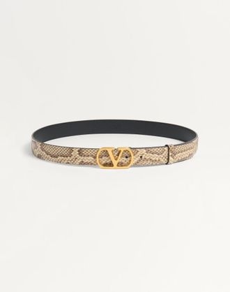 Valentino Garavani Cintura VLogo Signature In Pitone 30 Mm Donna CREMA 070