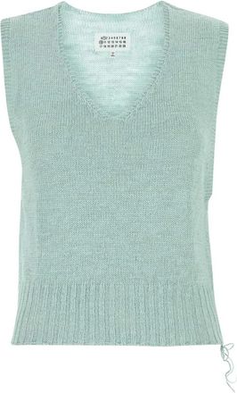 Maison Margiela Truien & Vesten, Dames, Blauw, S, Hennep, Hennepvest voor stijlvolle blazers