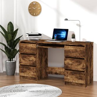 vidaXL Vidaxl - Escritorio Madera Contrachapada Roble Ahumado 140x50x77 Cm