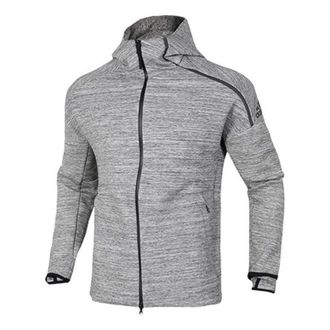 adidas Hooded Sports Knit Jacket Mens Grey CG1484