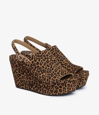 Pedro Garcia Slingback wedge clog in print suede | Dirac | Fall-winter 26 |