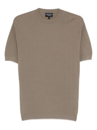 Emporio Armani textured short-sleeve T-shirt - men - Viscose/Polyester - L - Green