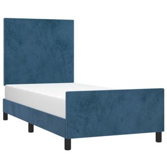 vidaXL Giroletto senza Materasso Blu Scuro 90x190 cm in Velluto - Vidaxl