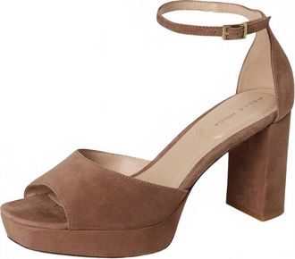 Pelle Moda Womens Pearly Ankle Strap Platform Sandal In Taupe Kid Suede