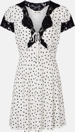 Rixo Vestido corto con lunares y encaje