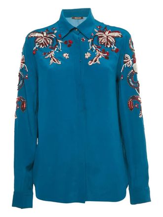 Roberto Cavalli sequin-embroidered shirt - Blue