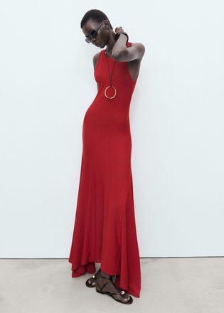 Mango Vestito maglia bordo inferiore asimmetrico rosso - Donna - S - MANGO
