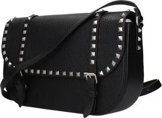 Valentino Garavani Mens Black Leather Crossbody Bag