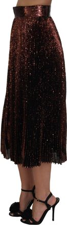 Dolce & Gabbana Womens Bronze Sequined High Waist A-Line Maxi Skirt Nylon