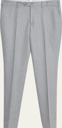 Brunello Cucinelli Mens Wool Flannel Flat-Front Pants