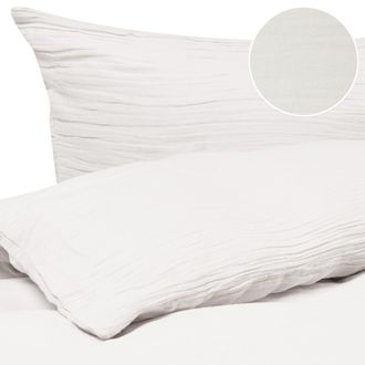 Beliani Conjunto De Funda De Edred&oacute;n Moderna De Muselina De Algod&oacute;n 150 X 200 Cm Blanco Crema Sumner
