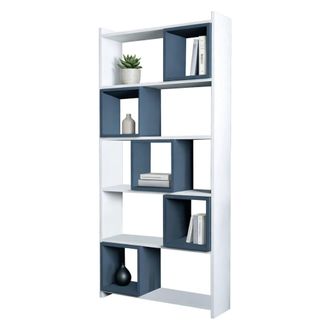Dmora Librer&iacute;a Policoro, Biblioteca 4 Estantes, Instalaci&oacute;n Libre, Gradiente Color Estructura Pizarra, 80x22x170h Cm Blanco