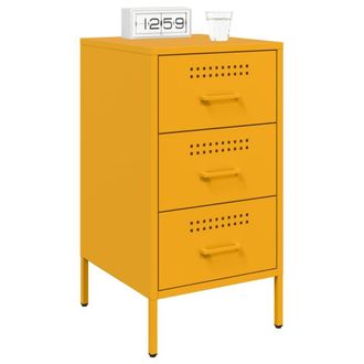Berkfield Home Sturdy Bedside Cabinets 2 pcs Mustard Yellow 36x39x68 cm Steel | Size: 36 x 39 x 68 cm