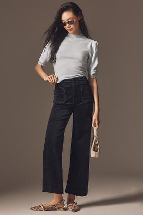 Maeve The Colette Scallop Pocket Corduroy Crop Wide-Leg Pants by Maeve