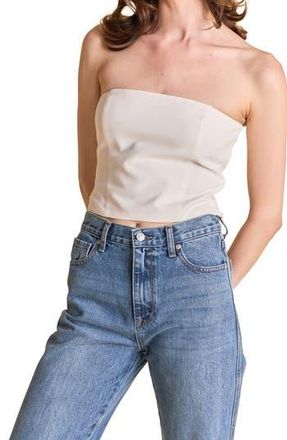 endless rose Strapless Linen Top in White at Nordstrom Rack, Size X-Small