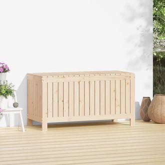Berkfield Home Garden Storage Box 115x49x60 cm Solid Wood Pine in Light Oak | Size: 115 x 49 x 60 cm