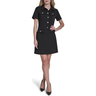DKNY Short Sleeve Shirtdress in Black at Nordstrom Rack, Size 12