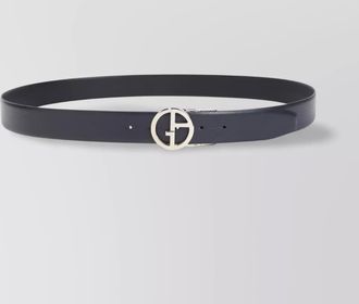 Giorgio Armani adjustable midnight leather belt with metallic buckle