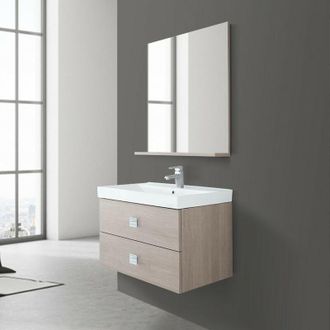 Feridras Mobile da bagno sospeso 75 cm 2 cassetti rovere chiaro Bravo 75 Feridras