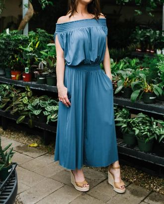 Elan Off-Shoulder Jumpsuit In Blue