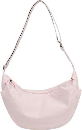 Generic Casual Nylon Dumpling Aped Crossbody Bag Lightweight Single Oulder, Compatible For Women Simple Design Small Cloth(Pink)