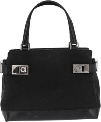Ferragamo Pre-owned Handbags, female, Black, Size: ONE SIZE Pre-owned Canvas Handbag