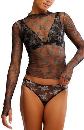 Free People Two-Tone Lady Lux Sheer Mesh Top in Thunderstorm Combo at Nordstrom Rack, Size X-Small