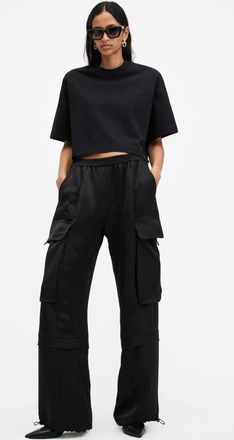 AllSaints Polyester Barbara Adjustable Cuffed Cargo Trousers, Size: UK 8/US 4
