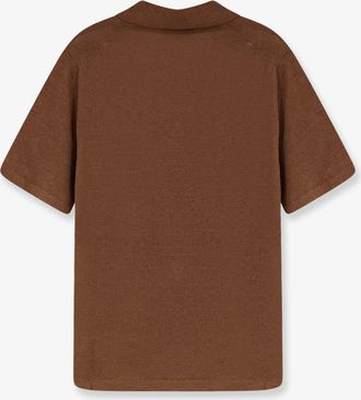 Alpha Studio Mens Polo Shirt Linen-Cotton Brown T-shirts And Polos