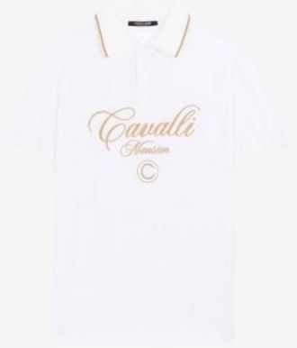 Roberto Cavalli Logo-Embroidered Cotton Polo Shirt, Size Medium